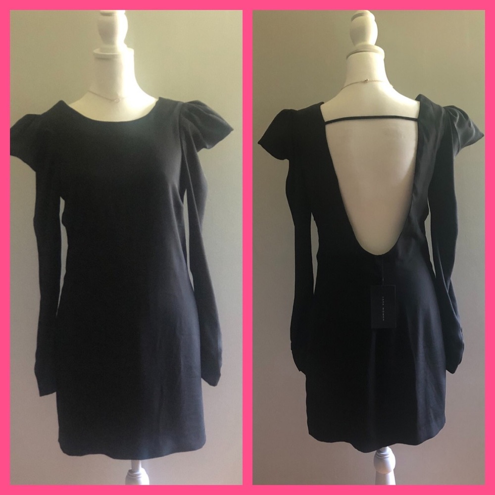 NWT ZARA XS mini open back black dress